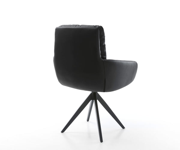 Dining Chair Abelia Natural Leather Black Cross Angular Base Black 180° Swivel