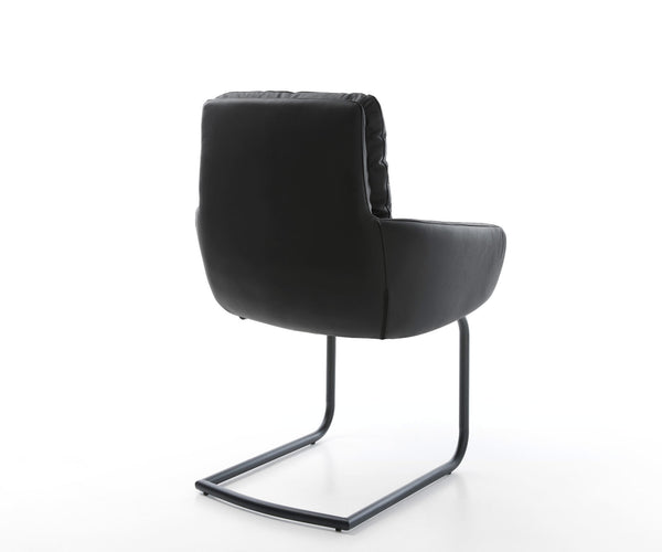 Dining Chair Abelia Natural Leather Black Cantilever Round Base Black