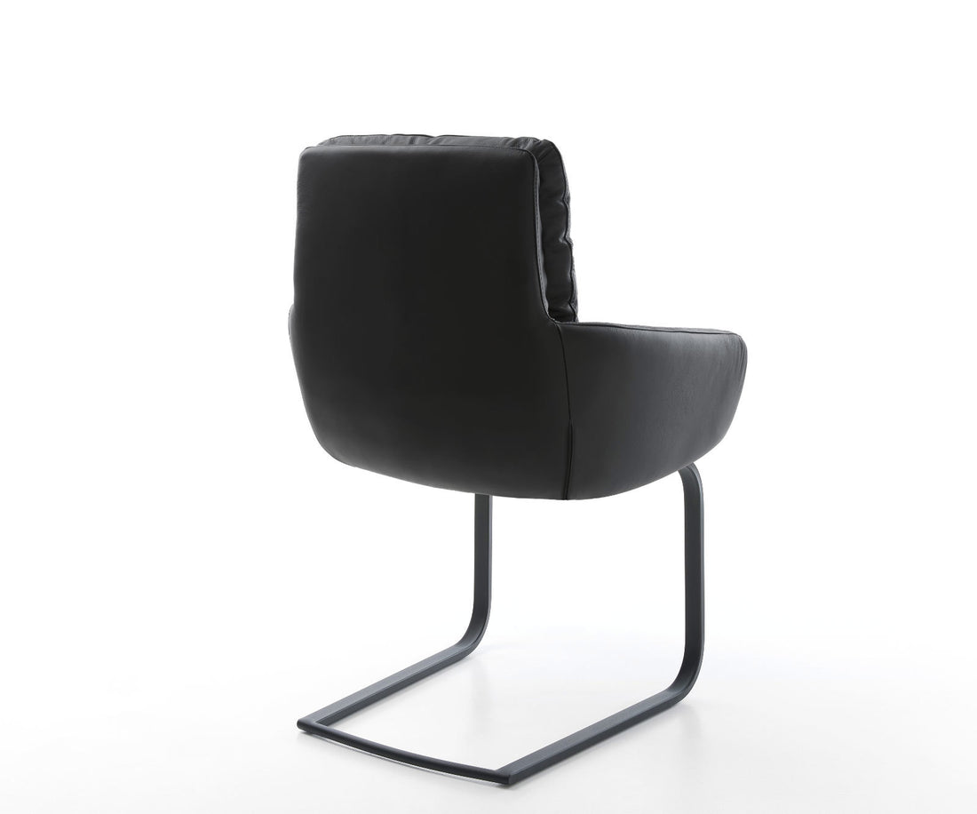 Dining Chair Abelia Natural Leather Black Cantilever Flat Base Black