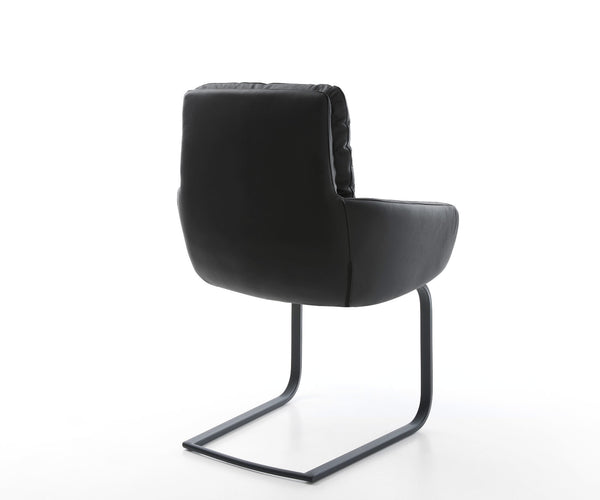 Dining Chair Abelia Natural Leather Black Cantilever Flat Base Black