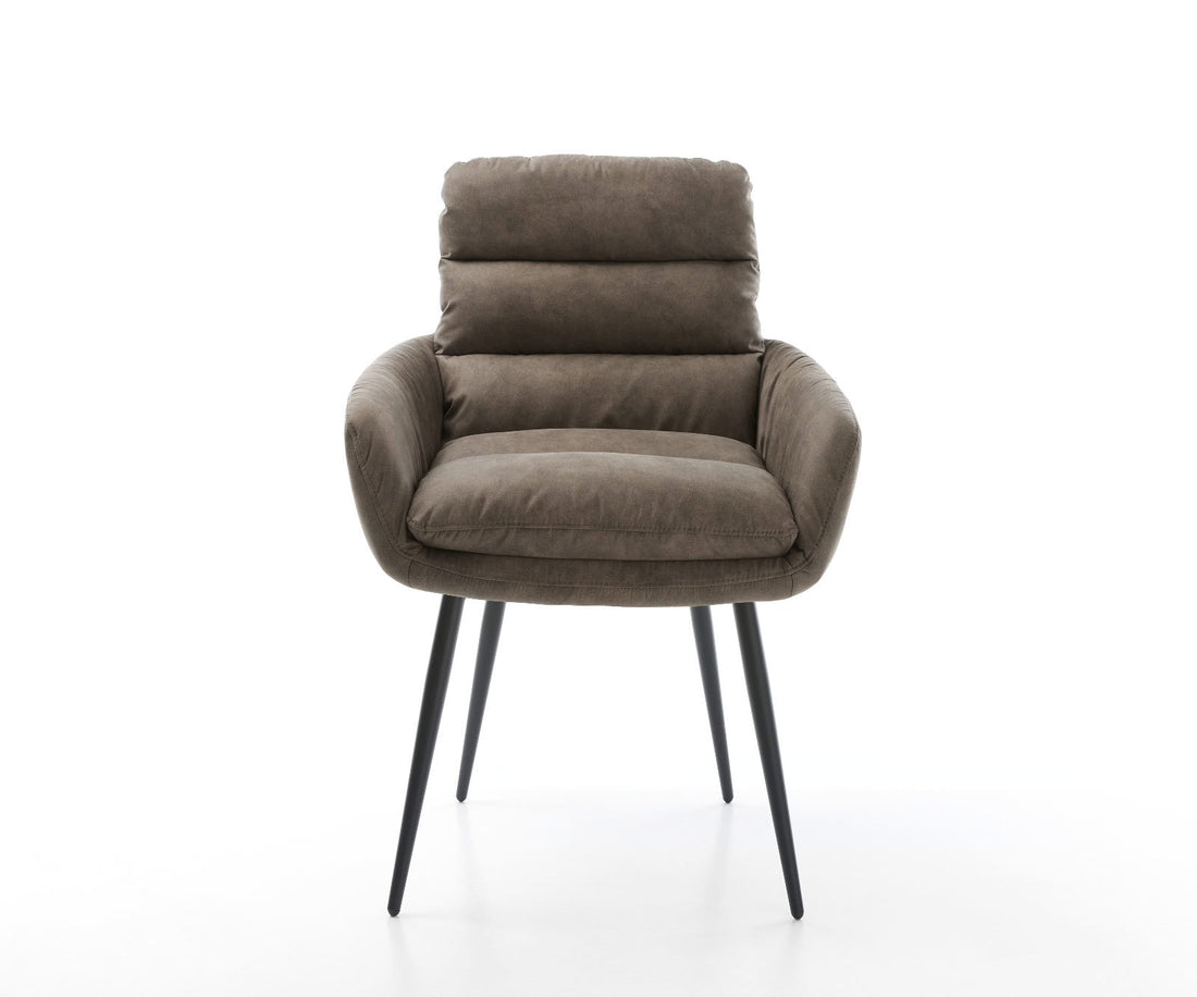 Dining Chair Abelia Microfiber Taupe Vintage 4 Legs Base Black