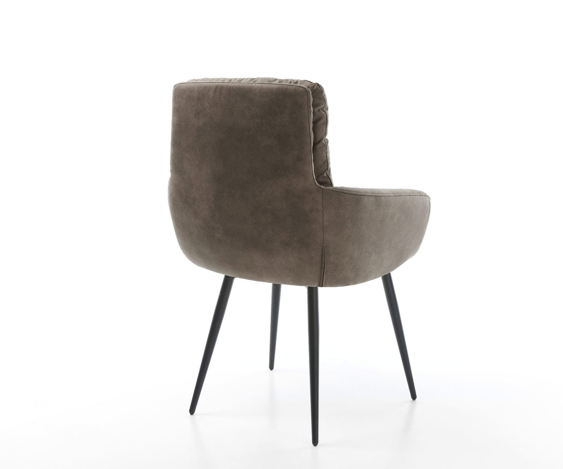 Dining Chair Abelia Microfiber Taupe Vintage 4 Legs Base Black