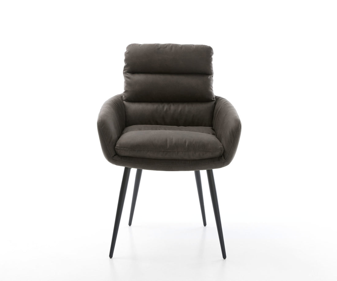 Dining Chair Abelia Microfiber Anthracite Vintage 4 Legs Base Black