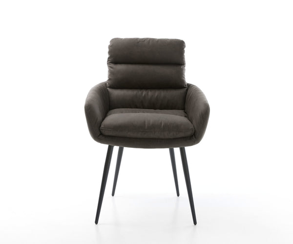 Dining Chair Abelia Microfiber Anthracite Vintage 4 Legs Base Black