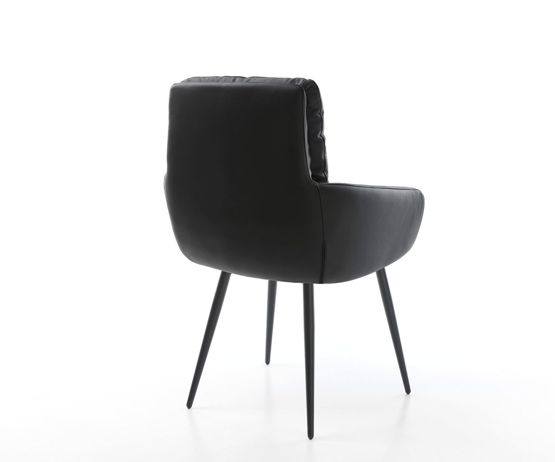 Dining Chair Abelia Natural Leather Black 4 Legs Base Black