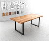 Dining Table Olympus Live Edge Acacia Wood Natural Square Frame Slim Black 140-300cm