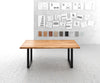 Dining Table Olympus Live Edge 200cm Acacia Wood Natural Square Frame Slim Black 55mm Top