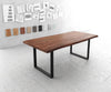 Dining Table Olympus Live Edge 200cm Acacia Wood Brown Square Frame Slim Black 55mm Top