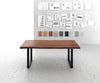 Dining Table Olympus Live Edge 200cm Acacia Wood Brown Square Frame Slim Black 55mm Top