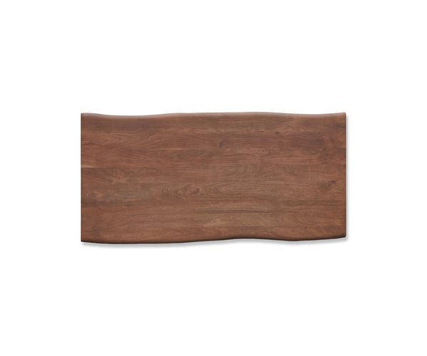 Dining Table Olympus Live Edge 200cm Acacia Wood Brown Square Frame Slim Black 55mm Top