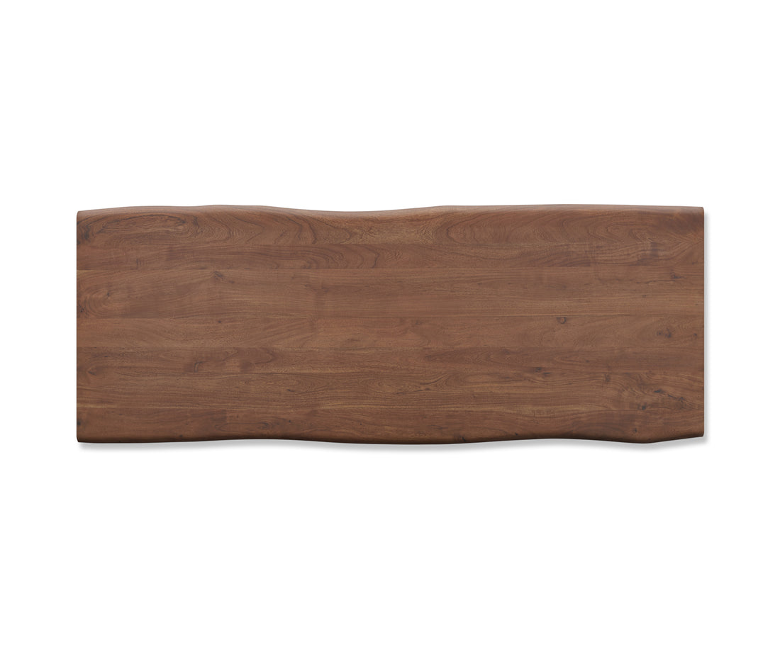 Dining Table Olympus Live Edge 260cm Acacia Wood Brown Square Frame Slim Black 55mm Top