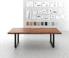 Dining Table Olympus Live Edge 260cm Acacia Wood Brown Square Frame Slim Black 55mm Top