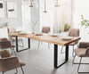 Dining Table Olympus Live Edge Acacia Wood Natural Square Frame Slim Black 140-300cm