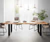 Dining Table Olympus Live Edge 260cm Acacia Wood Natural Square Frame Slim Black 55mm Top