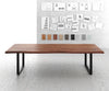 Dining Table Olympus Live Edge 300cm Acacia Wood Brown Square Frame Slim Black 55mm Top