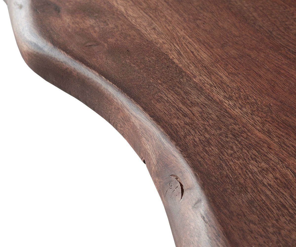 Dining Table Olympus Live Edge 300cm Acacia Wood Brown Square Frame Slim Black 55mm Top