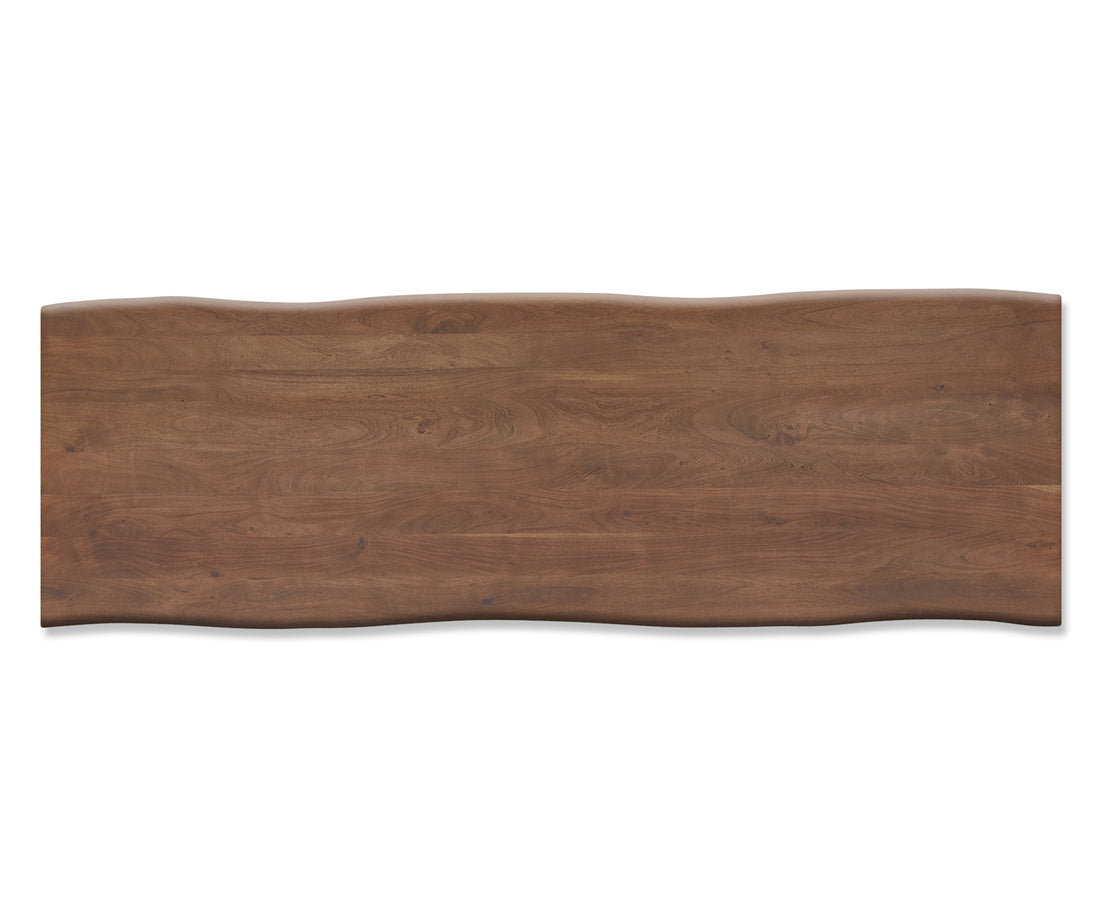 Dining Table Olympus Live Edge 300cm Acacia Wood Brown Square Frame Slim Black 55mm Top