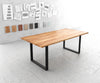 Dining Table Olympus Live Edge Acacia Wood Natural Square Frame Slim Black 140-300cm