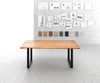 Dining Table Olympus Live Edge 200cm Acacia Wood Natural Square Frame Slim Black 35mm Top