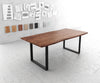 Dining Table Olympus Live-Edge 200x100cm Acacia Wood Brown Square Frame Slim Black