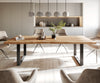 Dining Table Olympus Live Edge Acacia Wood Natural Square Frame Slim Black 140-300cm