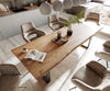 Dining Table Olympus Live Edge Acacia Wood Natural Square Frame Slim Black 140-300cm