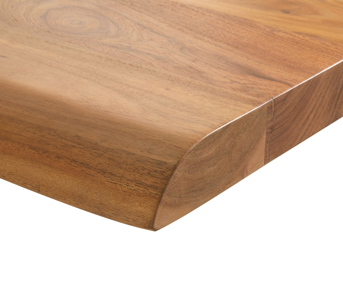 Dining Table Olympus Live Edge 260cm Acacia Wood Natural Square Frame Slim Black 35mm Top