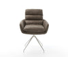 Dining Chair Abelia Microfiber Taupe Vintage Cross Conical Base Silver 180° Swivel