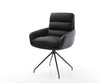 Dining Chair Abelia Natural Leather Black Cross Conical Base Black 180° Swivel