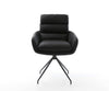 Dining Chair Abelia Natural Leather Black Cross Conical Base Black 180° Swivel