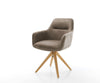 Dining Chair Pejo Microfiber Taupe Vintage Cross Angular Base Wooden 180° Swivel Pocket Springs