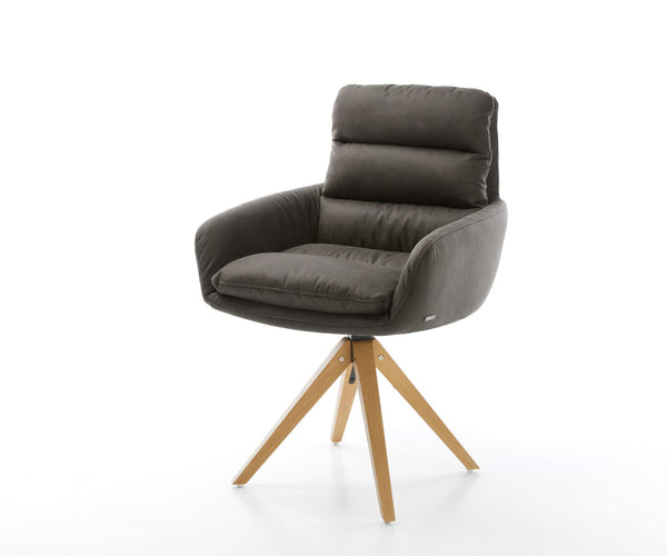 Dining Chair Abelia Microfiber Anthracite Vintage Cross Angular Base Wooden 180° Swivel