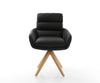 Dining Chair Abelia Natural Leather Black Cross Angular Base Wooden 180° Swivel