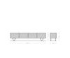 TV Stand Kayu 200cm 4 Doors Acacia Wood Natural V-Feet Silver