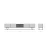 TV Stand Kayu 240cm 4 Doors 2 Compartments Acacia Wood Natural V-Feet Silver