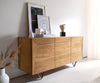 Sideboard Kayu 145cm 3 Doors Acacia Wood Natural V-Feet Silver