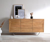 Sideboard Kayu 145cm 3 Doors Acacia Wood Natural V-Feet Silver