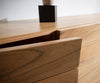 Sideboard Kayu 200cm 4 Doors Acacia Wood Natural V-Feet Silver