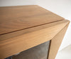 Display Cabinet Kayu 115x150cm Acacia Wood Natural 2 Doors V-Feet Silver