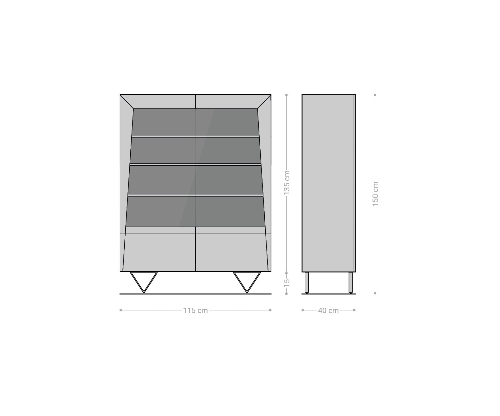 Display Cabinet Kayu 115x150cm Acacia Wood Natural 2 Doors V-Feet Silver