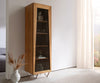Display Cabinet Kayu 55x180cm Acacia Wood Natural 1 Door V-Feet Silver