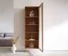 Display Cabinet Kayu 55x180cm Acacia Wood Natural 1 Door V-Feet Silver