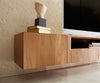 Floating TV Stand Secara 220cm Acacia Wood Natural 2 Doors 2 Compartments