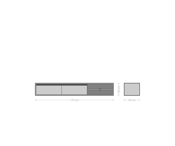Floating TV Stand Budaya 220cm 3 Doors 2 Compartments Mango Wood Natural