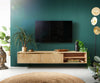 Floating TV Stand Budaya 220cm 3 Doors 2 Compartments Mango Wood Natural