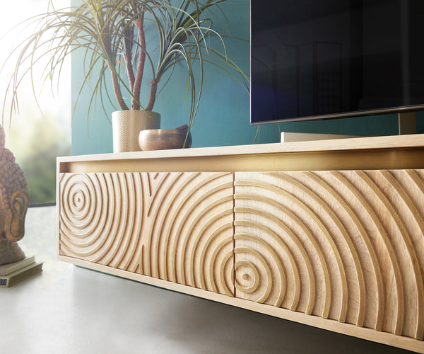 Floating TV Stand Budaya 220cm 4 Doors Mango Wood Natural