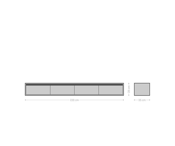 Floating TV Stand Budaya 220cm 4 Doors Mango Wood Natural