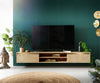 Floating TV Stand Budaya 200cm 2 Doors 2 Compartments Mango Wood Natural