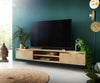 Floating TV Stand Budaya 200cm 2 Doors 2 Compartments Mango Wood Natural