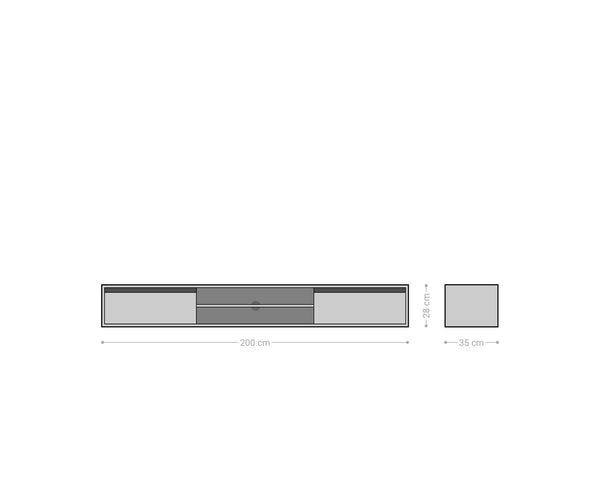 Floating TV Stand Budaya 200cm 2 Doors 2 Compartments Mango Wood Natural